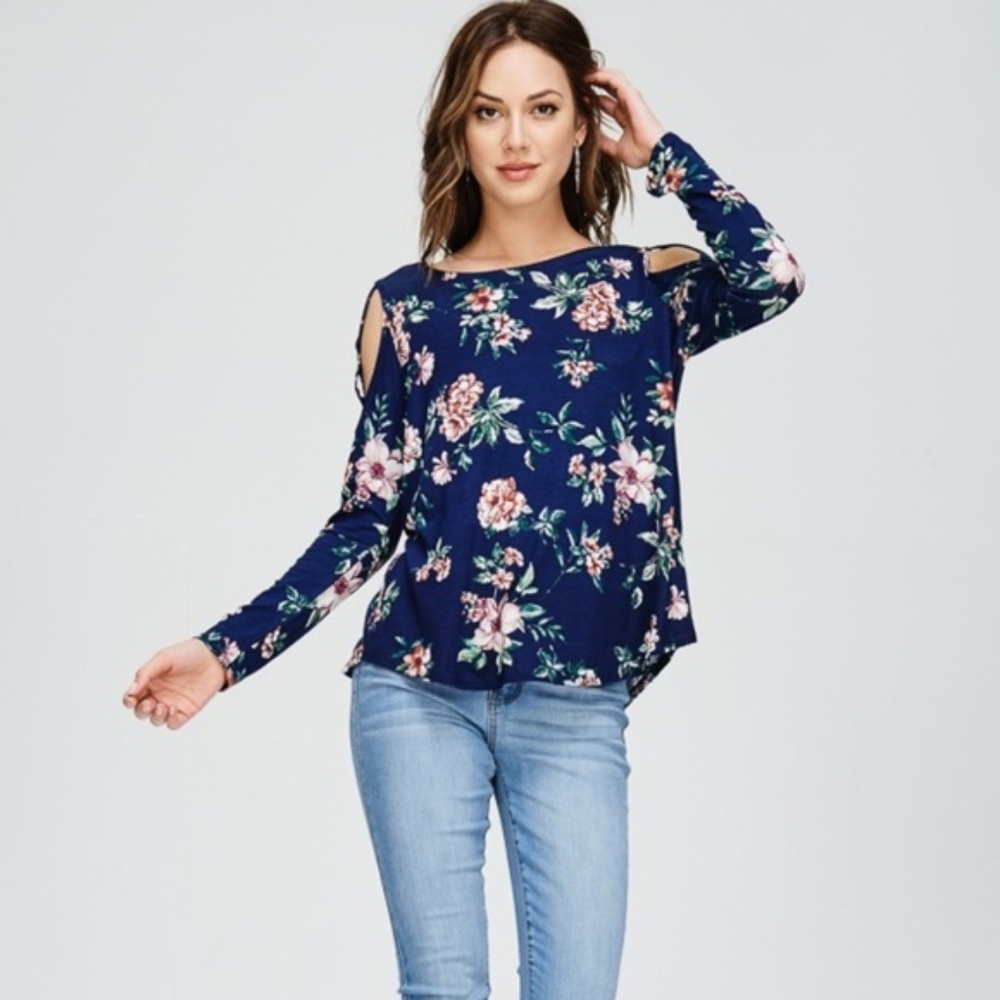 *HOST PICK* Floral Cold Shoulder Top
